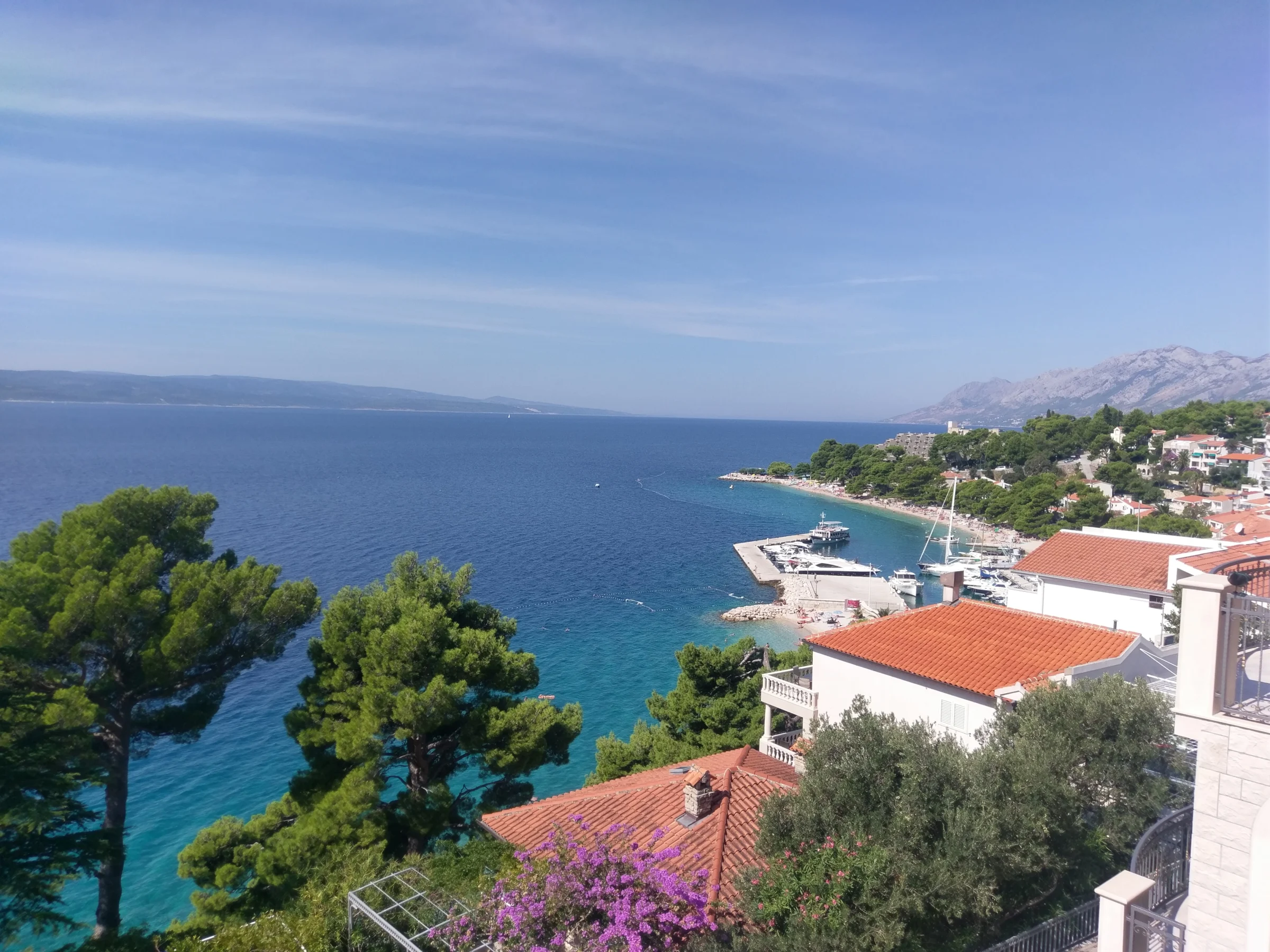 View of the sea and Brela harbour